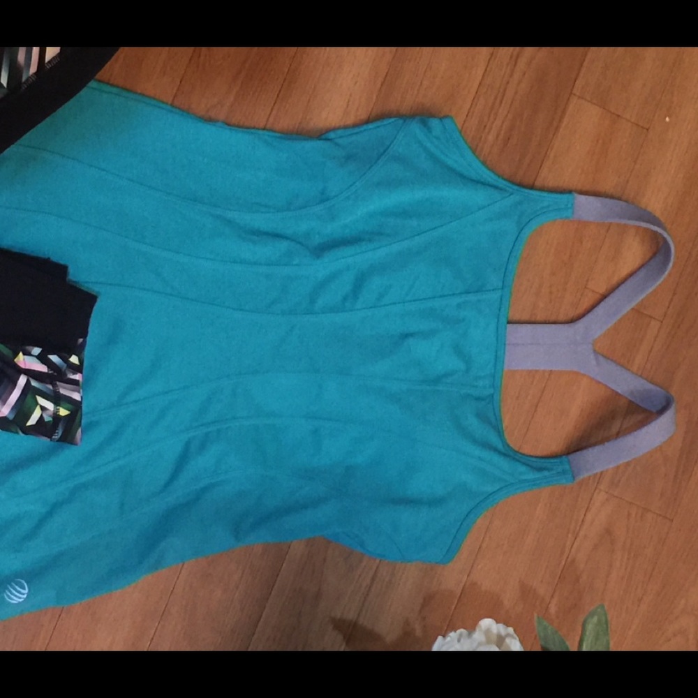 Teal MPG athletic tank with reflective emblem